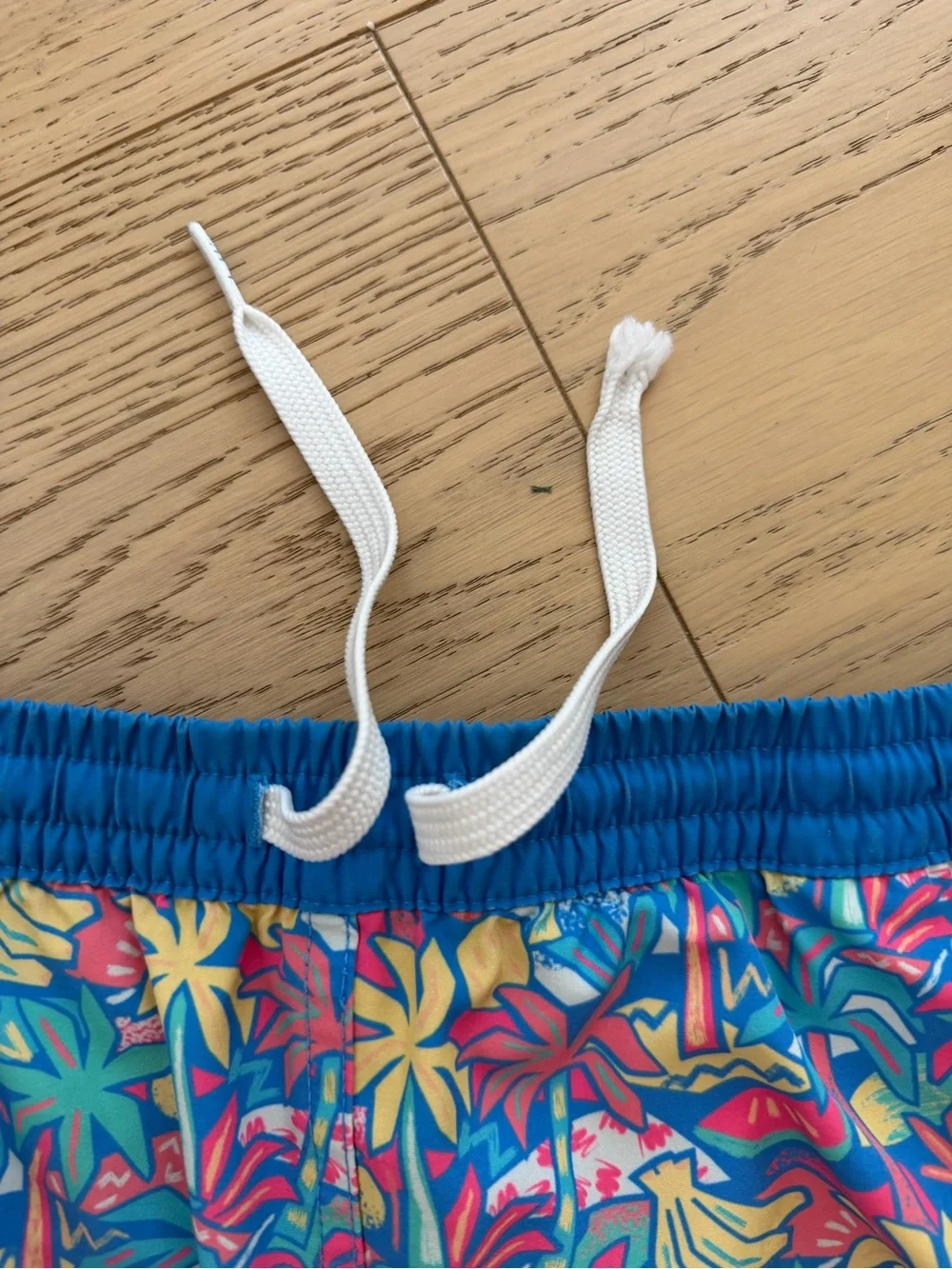 Youth Tropical Palm Print Swim Shorts - Blue